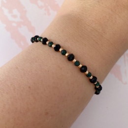 Czarna z zielonym bransoletka Luna w wersji złotej