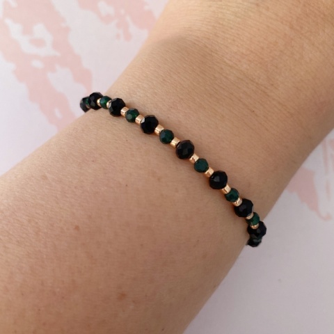 Czarna z zielonym bransoletka Luna w wersji złotej