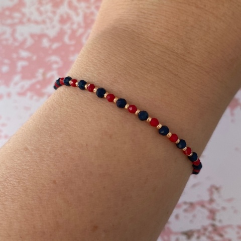 Granatowo czerwona bransoletka